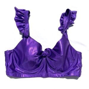 Disney The Little Mermaid Bikini Swimsuit Top Womens Plus Size 0 Purple Shimmer